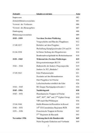 Zeittafel/Inhaltsverzeichnis