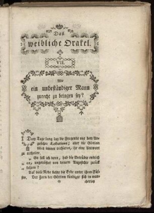 VII. Wie ein unbeständiger Mann zurecht zu bringen sey?