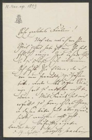 Brief an Margarethe Haller : 19.09. o.J.