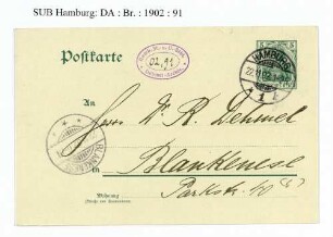 Postkarte an Richard Dehmel