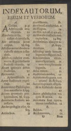 Index Auctorum, Rerum Et Verborum