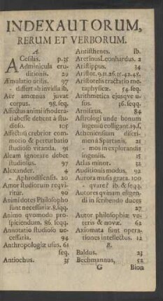 Index Auctorum, Rerum Et Verborum