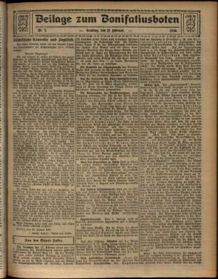 Zweite Ausgabe vom Sonntag, den 12. Februar 1928.
