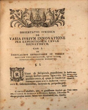 Diss. iur. inaug. de varia iurium innovatione per expeditionem cruce signatorum