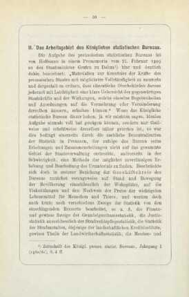 II. Das Arbeitsgebiet des Königlichen statistischen Bureaus