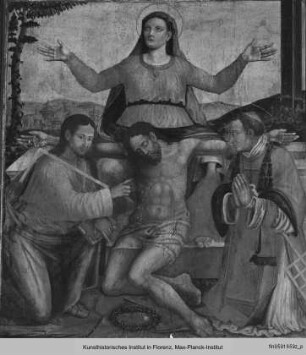Schmerzensmann mit Maria, dem Heiligen Thomas und dem Heiligen Laurentius (?)