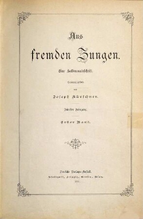 Aus fremden Zungen : Zeitschr. für d. moderne Erzählungslitteratur d. Auslandes, 5,1. 1895