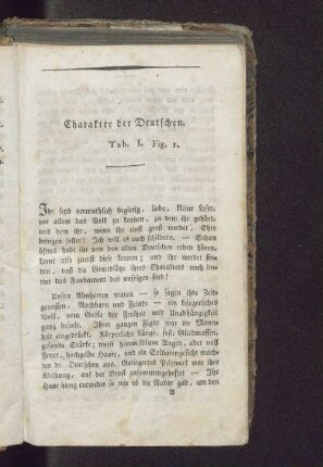 Charakter der Deutschen. Tab. I. Fig. 1.