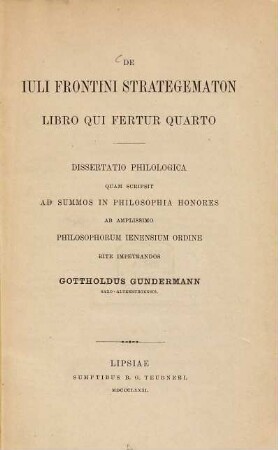 De Iuli Frontini Strategematon libro qui fertur quarto