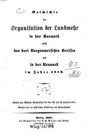 Militär-Wochenblatt. Beiheft : unabhängige Zeitschr. für d. dt. Wehrmacht. 1857, 1857