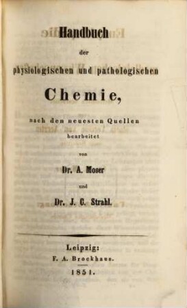 Handbuch der physiologischen und pathologischen Chemie : nach den neuesten Quellen bearbeitet