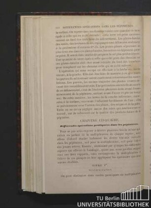 Chapitre cinquième. Différentes opérations pratiquées dans les pépinères.