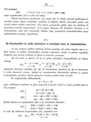 § 6. De directionibus in undis elementari et principali inter se respondentibus.