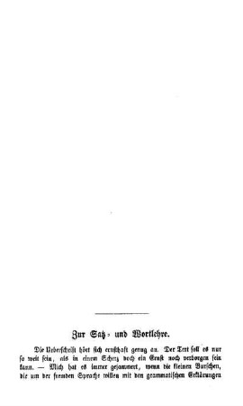 Zur Satz- und Wortlehre