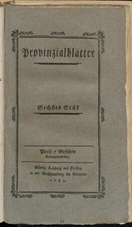 Sechstes Stük.