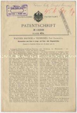 Patentschrift einer Sämaschine zum Säen in Längs- und Quer- oder Diagonalreihen, Patent-Nr. 132938