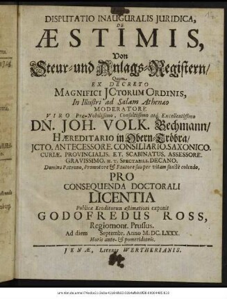 Disputatio Inauguralis Iuridica, De Aestimis