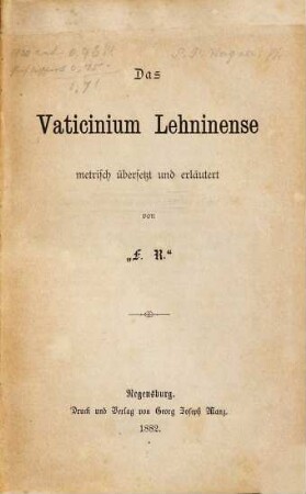 Das Vaticinium Lehninense
