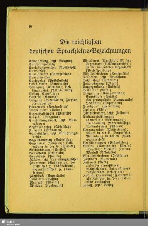 Die wichtigsten deutschen Sprachlehre-Bezeichnungen