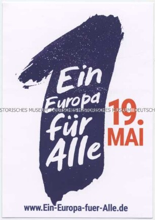 Aufkleber mit Werbung für eine bundesweite Demonstration gegen Nationalismus im Vorfeld der Europawahlen