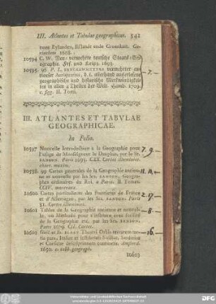 III. Atlantes Et Tabulae Geographicae.