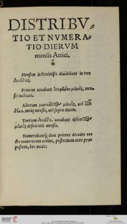 Distributio et numeratio dierum