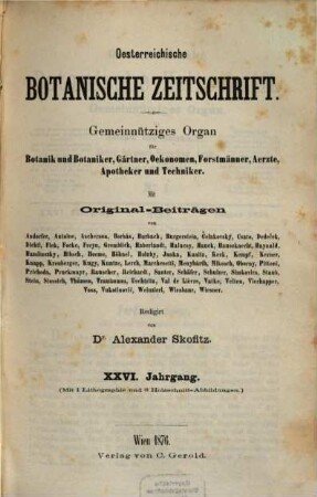 Österreichische botanische Zeitschrift. 26. 1876