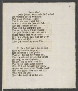 Libretto Trauermusik Schuback 1783 (Druck, Fragment)