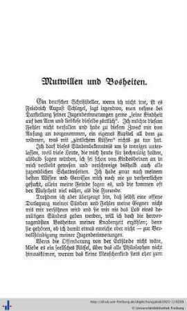 Mutwillen und Bosheiten.