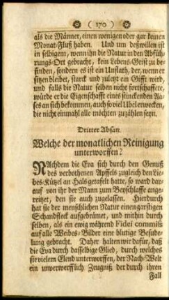 Dritter Absatz. Welche der monatlichen Reinigung unterworffen?