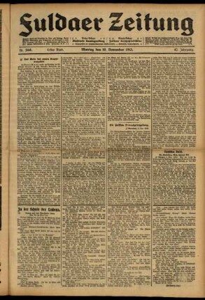 Erste Ausgabe vom Montag, den 10. November 1913.
