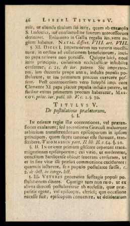Titulus V. De postulatione praelatorum.