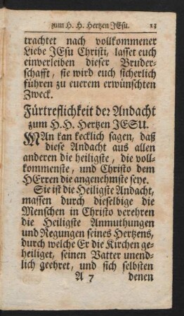 Fürtreflichkeit der Andacht zum H. H. Hertzen Jesu.