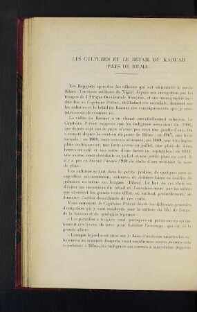 Les Cultures Et Le Bétail Du Kaouar (Pays De Bilma).
