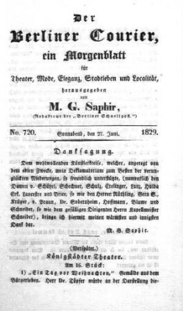 No. 720., Sonnabend, den 27. Juni 1829