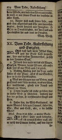 XX. Vom Tode, Auferstehung und Ewigkeit.