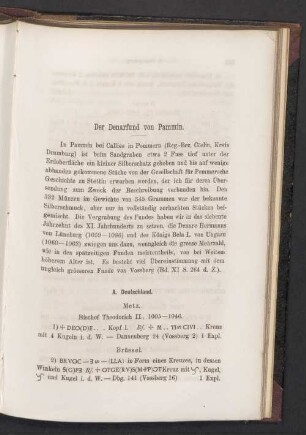 Der Denarfund von Pammin