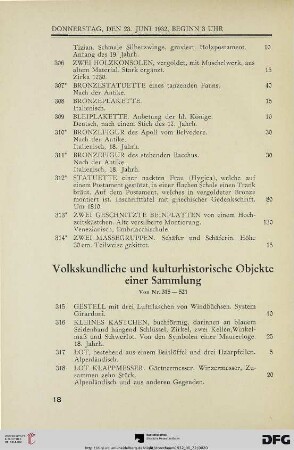 Volkskundliche und kulturhistorische Objekte einer Sammlung (Nr. 315-521)