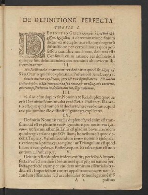 De Definitione Perfecta Thesis I. - XVII.