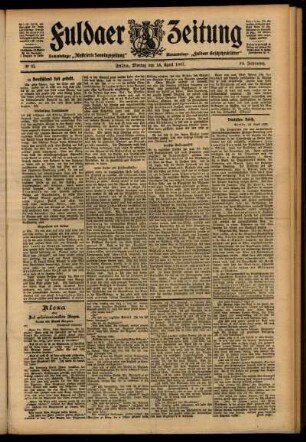 Ausgabe vom Montag, den 15. April 1907.