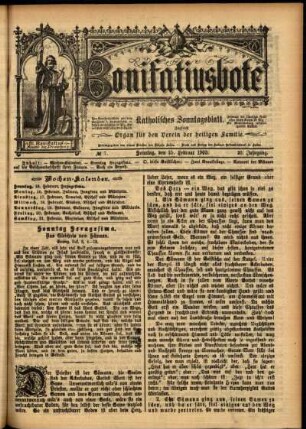 Erste Ausgabe vom Sonntag, den 15. Februar 1903.