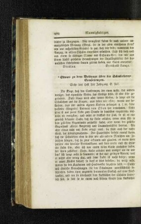 Etwas zu dem Beitrage über die Schullehrer-Conferenzen