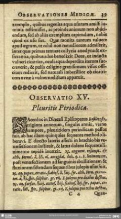 Observatio XV. Pleuritis Periodica
