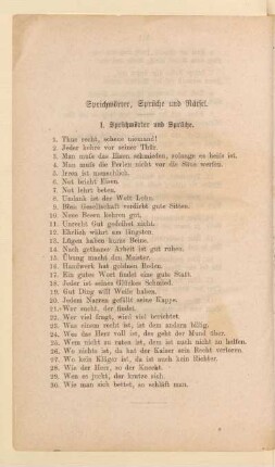 Sprichwörter, Sprüche und Rätsel