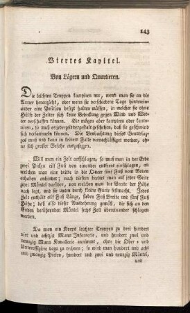 Viertes Kapitel. Von Lägern und Quartieren.