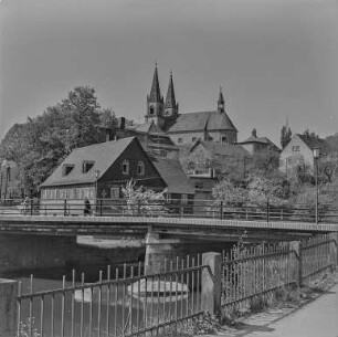Schirgiswalde : Schirgiswalde. Stadtansicht. Blick zur Barockkirche St. Mariä Himmelfahrt