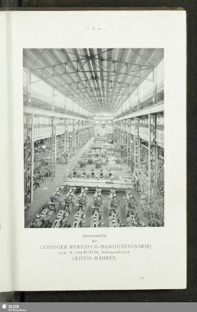 Innenansicht der Leipziger Werkzeug-Maschinenfabrik vorm. W. von Pittler Aktiengesellschaft, Leipzig-Wahren