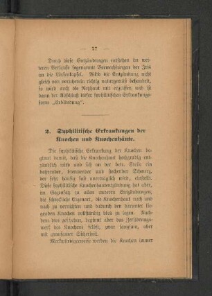 2. Syphilitische Erkrankungen der Knochen und Knochenhäute.