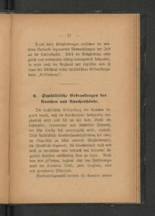2. Syphilitische Erkrankungen der Knochen und Knochenhäute.
