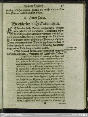 III. Haupt Punct. Wie vielerley solch Träume sein